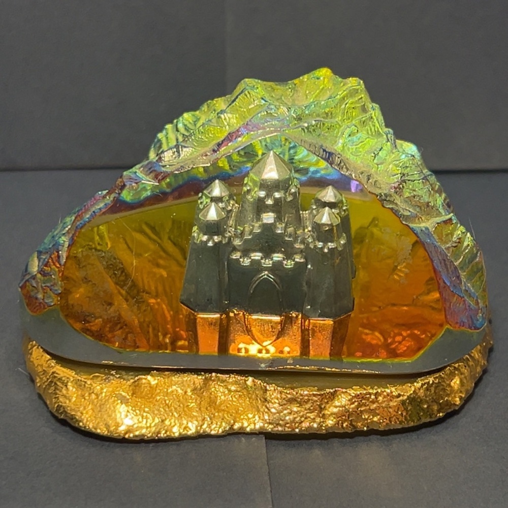 Handmade Swarovski Rainbow Crystal Castle With Brazilian Agate Stand